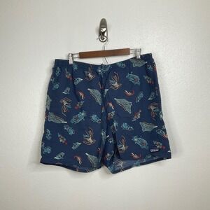 Patagonia Men's Baggies Longs 7" shorts Clean Currents Tidepool Blue Size XL